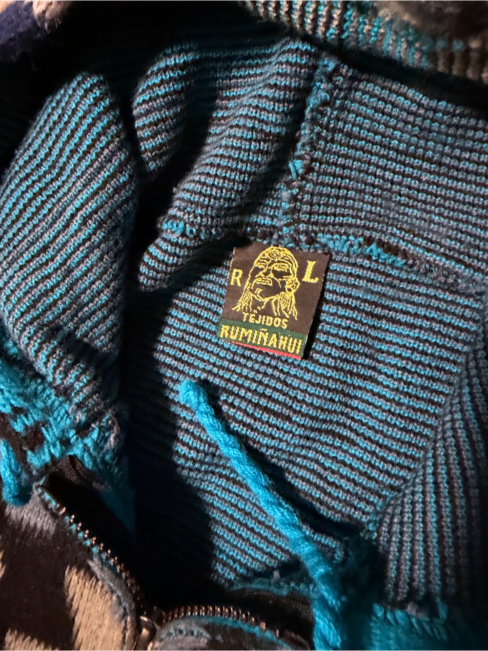 Blue Aztec Pattern Zip Up Jacket - Picture 2 of 2